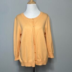 Talbots Orange Sherbert Pima Cotton Cardigan Sz Large Petite